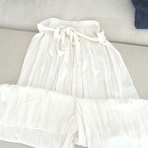 SHEIN Women's White Pleated Trousers With Tie Belt